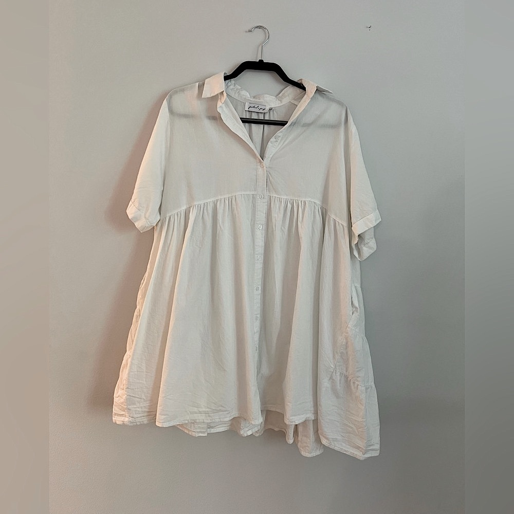 Petal & Pup White Yorke Dress | Short Sleeve Button Down
